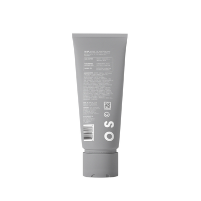 Gray tube with branding and text on a white background
