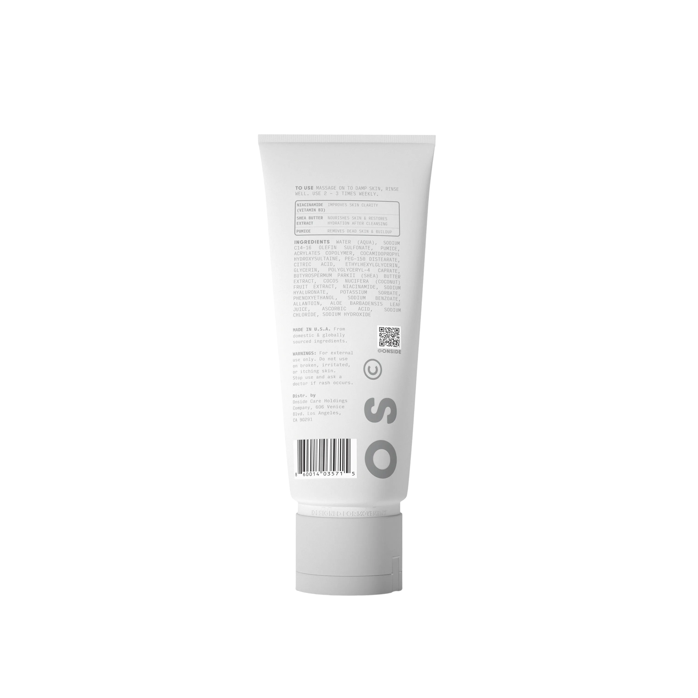 White tube with label on a white background