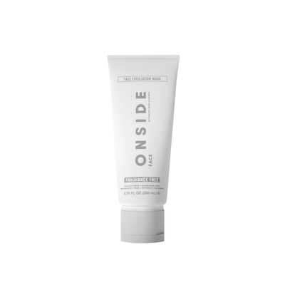 White tube of 'ONSIDE' face mask on a white background