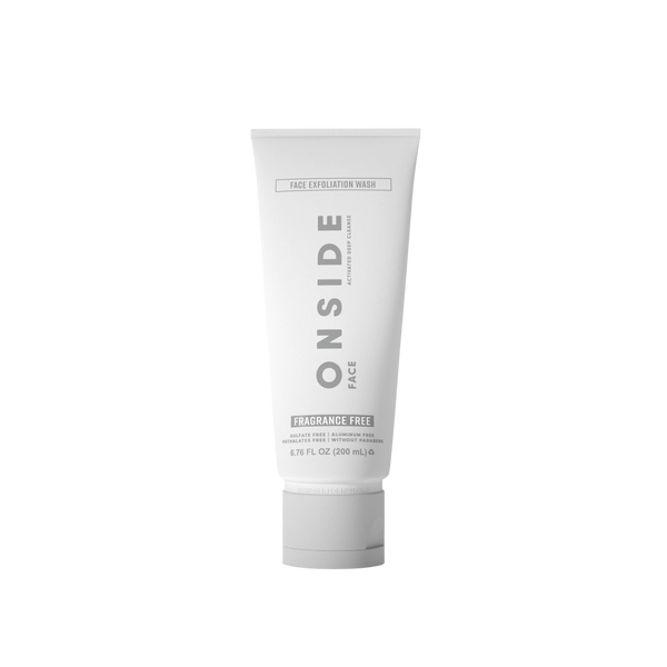 White tube of 'ONSIDE' face mask on a white background