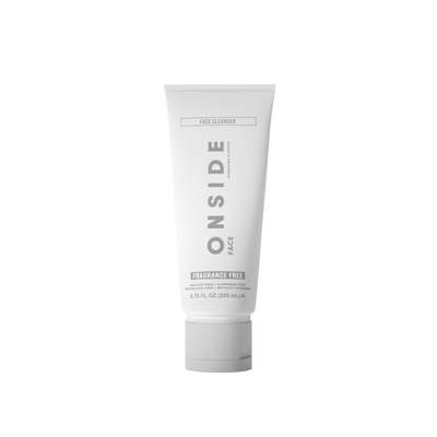White tube of 'ONSIDE' face cleanser on a white background