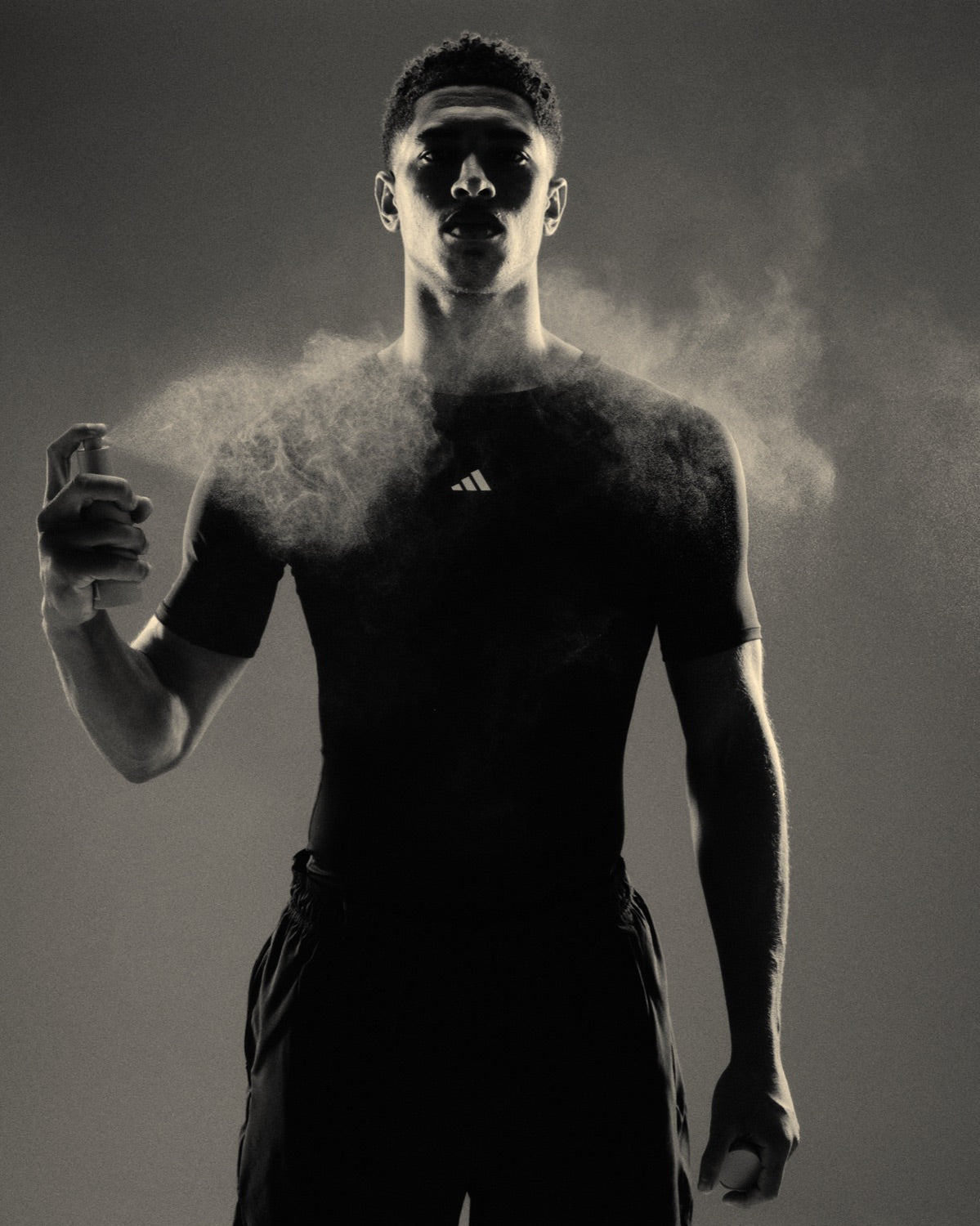 Jude Bellingham with Onside Hybrid Body Spray in a cloud of mist