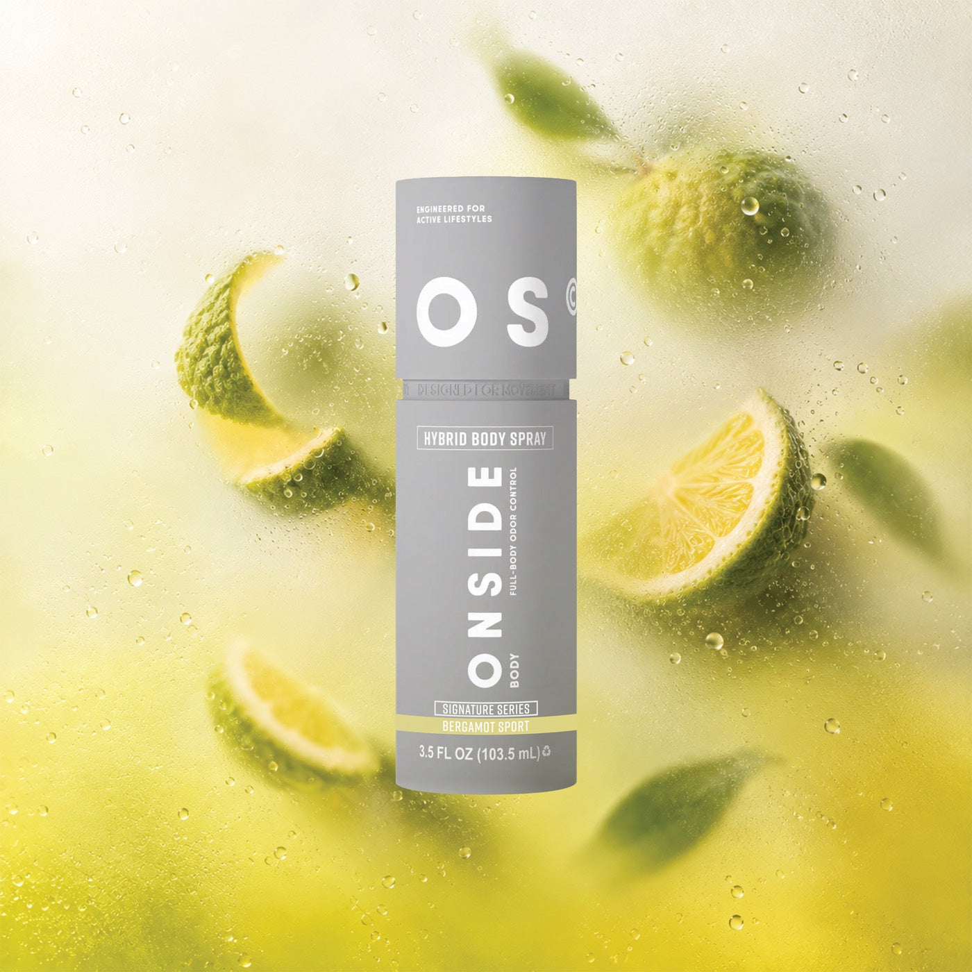 Onside Hybrid Body Spray in Bergamot Sport with bergamot slices